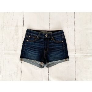 American Eagle Outfitters Hi-Rise Shortie Denim Blue Jean Shorts Size 2